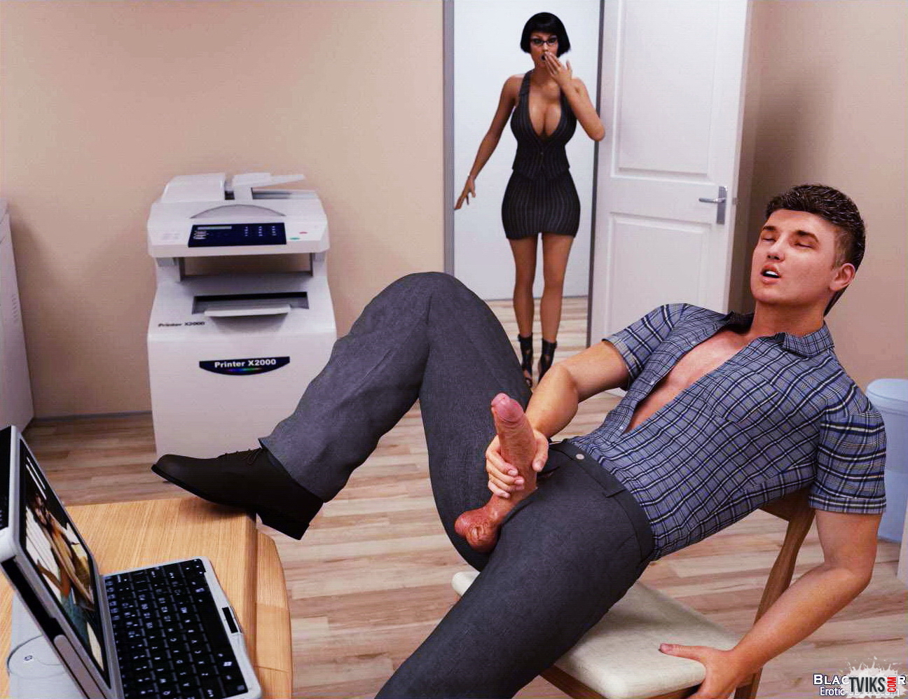 Развратная секретарша делает начальнику минет в офисе порно фото